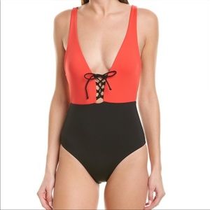 Onia Iona One Piece Swimsuit Colorblock Red and Black Size M and L NWT
